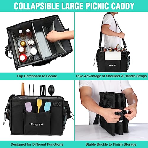 Large Grill and Picnic Caddy with Paper Towel Holder
