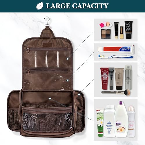 Large Hanging Toiletry Bag for Men (Brown / Large)