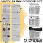 12 Pockets Large Over Door Shoe Organizer (Gray / 2 Pack x 12 Pockets)