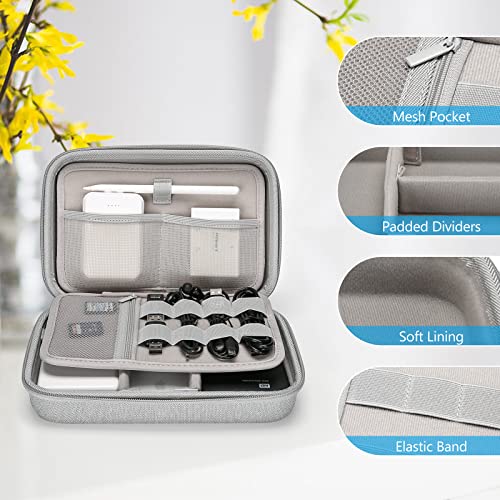 Hard Travel Electronic Organizer Case for MacBook Power Adapter Chargers Cables Power Bank Apple Magic Mouse Apple Pencil USB Flash Disk SD Card Small Portable Accessories Bag (Grey / Large - 9.9 x 6.3 x 2.6 Inch)