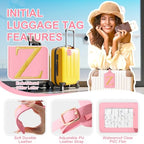 Personalized Initial Luggage Tags for Suitcase (Pink Leather,glod Letter / Z)
