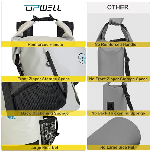 Waterproof Dry Bag 30L Boating Backpack for Travel Hiking Camping Bags for Kayaking Hiking Waterproof Bags Swimming Floating Submersible Dry Bag Grey&White (30L / White)
