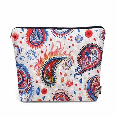 Paisley Floral Makeup Organizer Bag Cosmetic Bag For Men Women (9 x 7.1 inch / Paisley Floral)