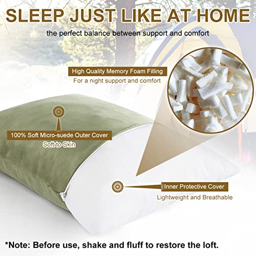 Memory Foam Travel Pillow (M-17.7 Inch x 13.8 Inch / Green)