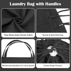 Canvas Laundry Bag 33"Wx 35"H (Black / XL 33"W x 35"H┃1 Pack)