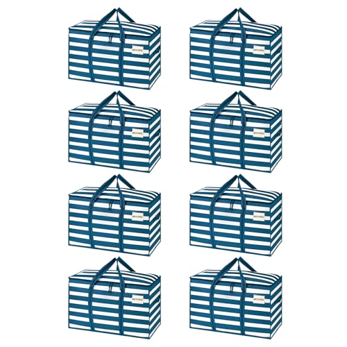 8 Pack Heavy Duty Moving Bags (8 Pack / Classic Navy Stripe)