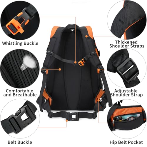 40L Hiking Backpack Waterproof Lightweight Daypack Travel Sports Camping Backpack for Men Women Orange (40L / Orange)
