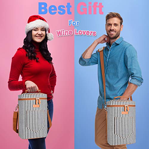 4 Bottle Wine Tote Carrier (Black Stripe / 4 Bottle-without front pocket)