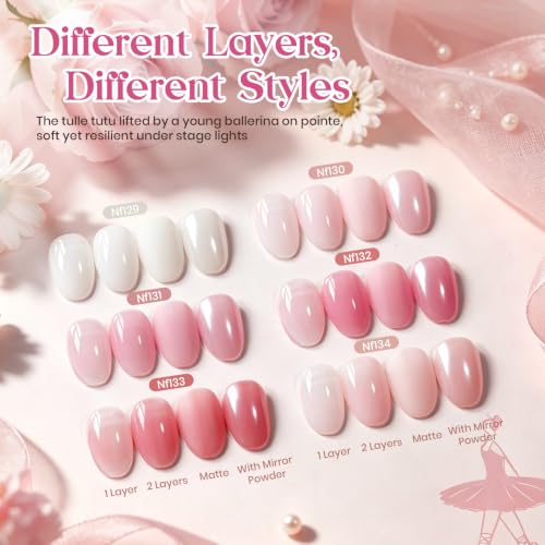Beetles Pink Jelly Gel Polish Set with Chrome Powder (A - Sheer | Pink | La Ballerine)