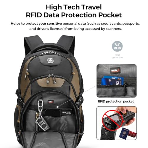 Design Travel Laptop Backpack for Men with USB SD803 (Tan/Black / Standard)
