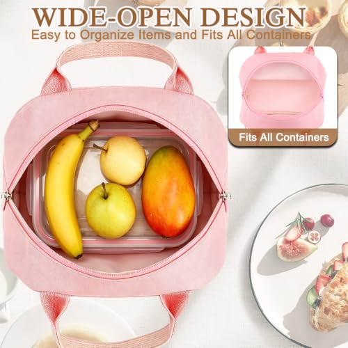 Lunch Bag Tote Bag Lunch Organizer Lunch Holder Insulated Lunch Cooler Bag for Women (Pink)