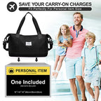 Large Travel Duffle Bag Carry On Weekender Bags for Women Men 18x14x8 Gym (A34-Black-2-layer Expansion / X-plus)