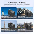 Voltage Converter Universal Travel Adapter (2 USB A+2 USB C(PD20W)(Voltage Converter) / Black)