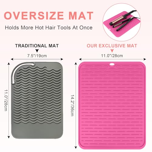Oversize Silicone Heat Resistant Mat for Hair Tools (Hotpink)