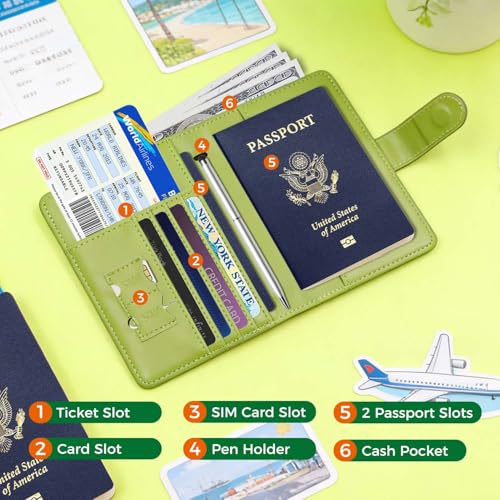 Rfid Passport Holder for Travel women (floral green)