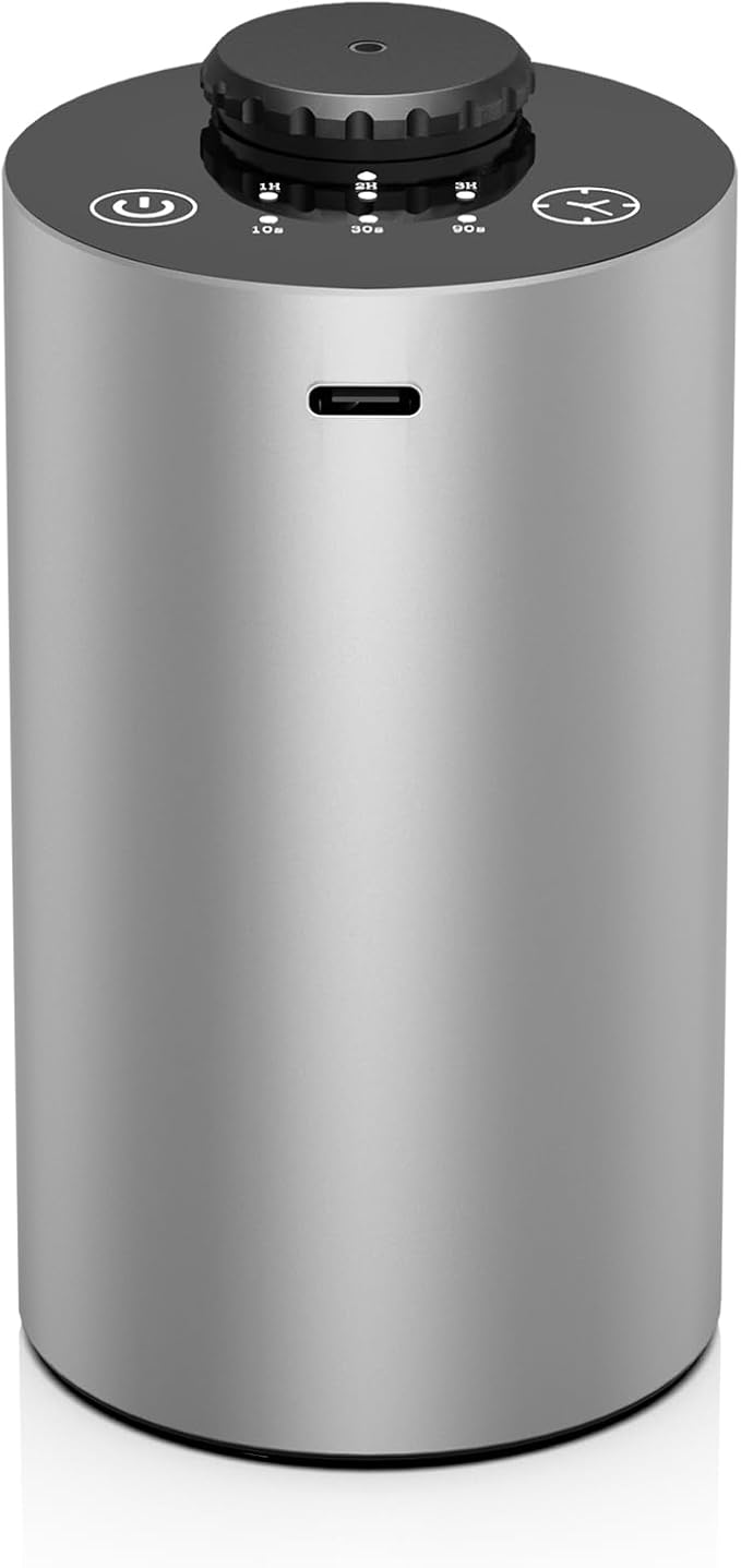 Waterless Essential Oil Diffuser, Battery Powered Mini Scent Air Machine, Aromatherapy Mist Diffuser for Home Room Car Office (E10-silver)