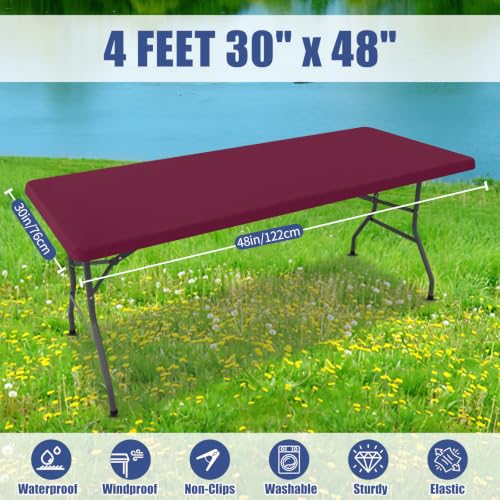 2 Pack Rectangle Spandex Fitted Table Cloth (Jujube Red / 48" x 30" (Rectangular))