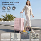 24 Inch Expandable Checked Luggage Hard Shell Suitcase (24 inch / Pink)