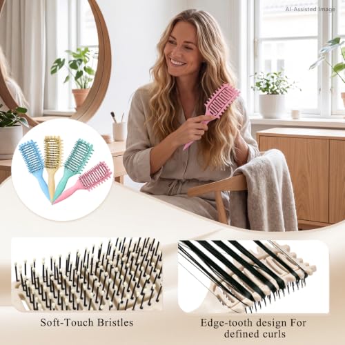 Curl Defining Brush for Curly Hair (1Pc Beige)