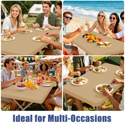2 Pack Rectangle Spandex Fitted Table Cloth (Dark Khaki / 72" x 30" (Rectangular))