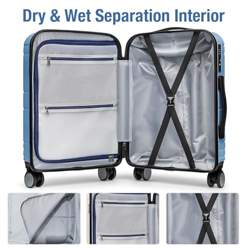 Carry On Luggage 22x14x9 Airline Approved (Sapphire)