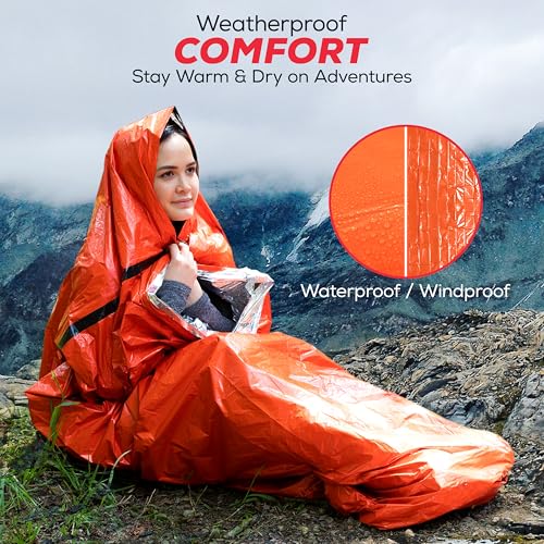 Emergency Sleeping Bag Mylar Thermal Bivy Survival Gear & Supplies Foil ([3 Pack])