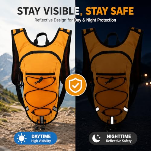 Lightweight Hydration Backpack 2L Water Bladder Pack (Orange / 2L Bladder)