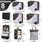 Packing Cubes for Travel (14 Black Flower)