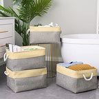 Storage Basket for Organizing (Gold&Grey / 2PCS/Large - 15.7Lx11.8Wx8.3H)