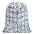 Canvas Laundry Bag with Handles & Drawstring (Geometry Blue,1pc XL / XL 33"W x 35"H┃1 Pack)