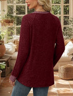 Womens Tops Winter Clothing Fall Tunics for Women Long Sleeve Sweaters for Women Fall Clothes Comfiest Airport Outfits Business Casual Travel Cozy Fall Fashion Plus Size Christmas Shirts Maternity (Large / 08-red)