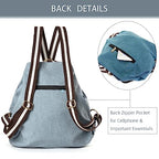 Women Canvas Backpack Daypack Casual Shoulder Bag (Blue Grey)