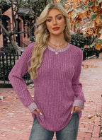 Long Sleeve Shirts for Women Cute Tops for Teachers Sweaters for Women Early Fall Fashion Must Haves Travel Fall Outfits for Women 2026 Maternity Clothes Casual Going Out Pink (Medium / 05-hot Pink)