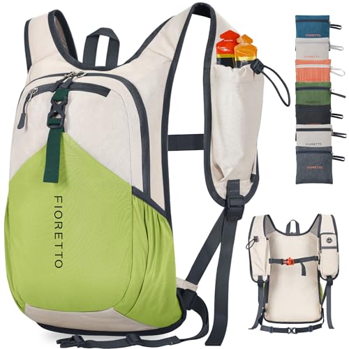 20L Hiking Backpack for Men Women Lightweight Foldable Small Daypack for Travel Camping Outdoor (Beige and Green / 20l)