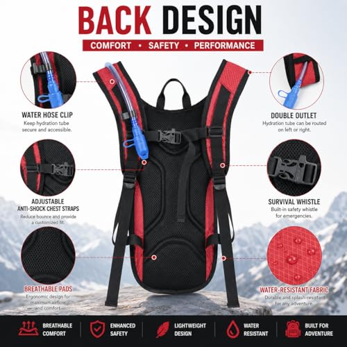 Lightweight Hydration Backpack (Red)