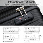 24 Inch Expandable Medium Checked Luggage with 8 Spinner Wheels (24 Inch EXT / Jet Black)