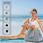 Neoprene Multipurpose Beach Bag Tote Bag (Grey and Green / Large)