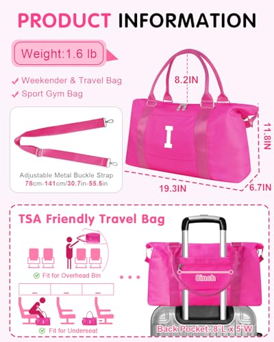 Dance Gym Duffel Bag Gifts for Girls Teen (Hot Pink / I)