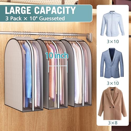 10" Gusseted Garment Bags for Hanging Clothes (Grey / 32 inch)