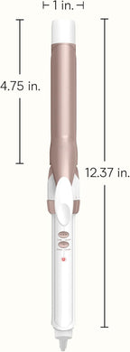 Conair Double Ceramic 1-Inch Curling Iron, 1-Inch Barrel Creates Classic Curls, Hair Curler for Use on Short, Medium, & Long Hair, White/Rose Gold