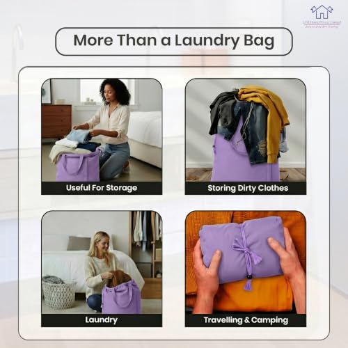 LFH Home Cotton Rich Large Premium Canvas Laundry Bag (28"x40" (Pack of 4) / Lavender)