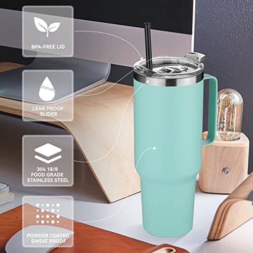 40 oz Stainless Steel Tumbler with Handle (Mint Green / 40 Ounces-8)