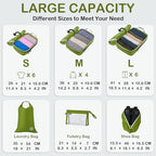 Compression Packing Cubes for Travel (Green / 8PCS)