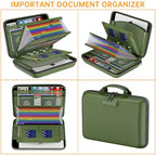 Fireproof File Organizer with Lock (15.5" x 11.5" x 3"(colorful) / Green)