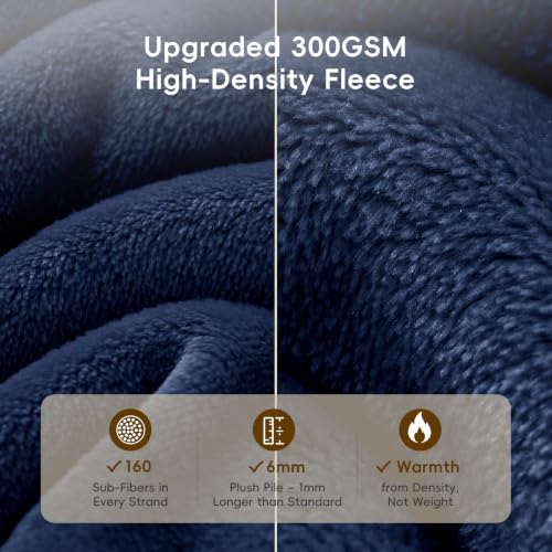 Fleece Blanket Twin 66"x90" (Navy Blue / Twin(66" X 90"))