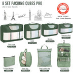 8 Set Packing Cubes for Travel Essentials (20 Matcha & Jungle Green)