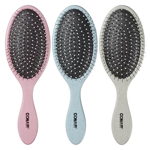 Detangling Hair Brush Set (Pink, Blue, Silver / 3 Count Full Size)
