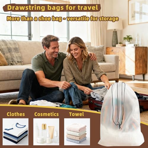 Clear Shoe Bags for Travel (Clear 6pcs)