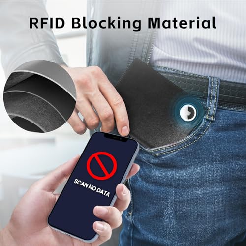 Passport Holder for Travel with AirTag Slot (Black)