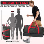 120L Rolling Duffle Bag with Wheels (Red)